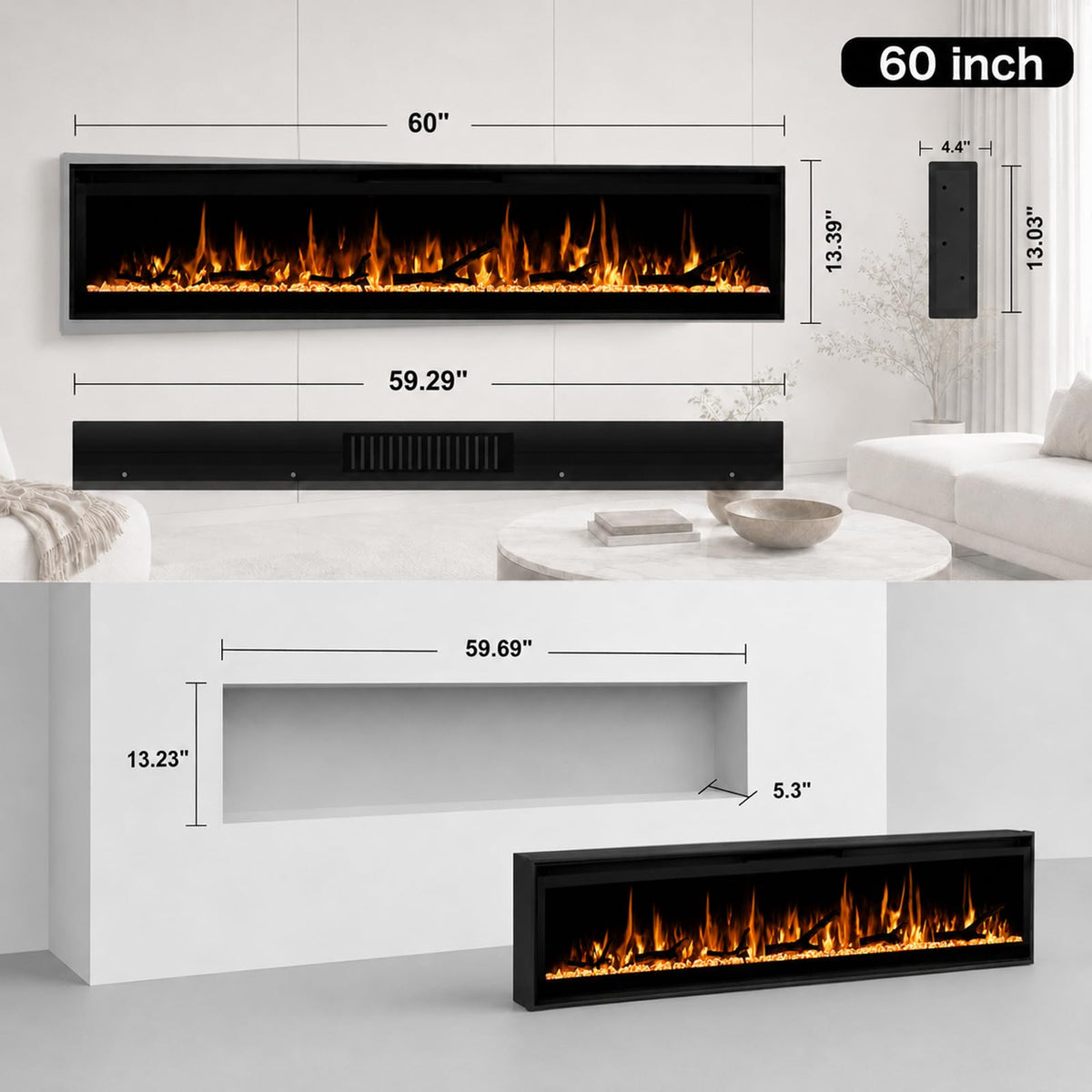 Wall-Mounted Electric Fireplace