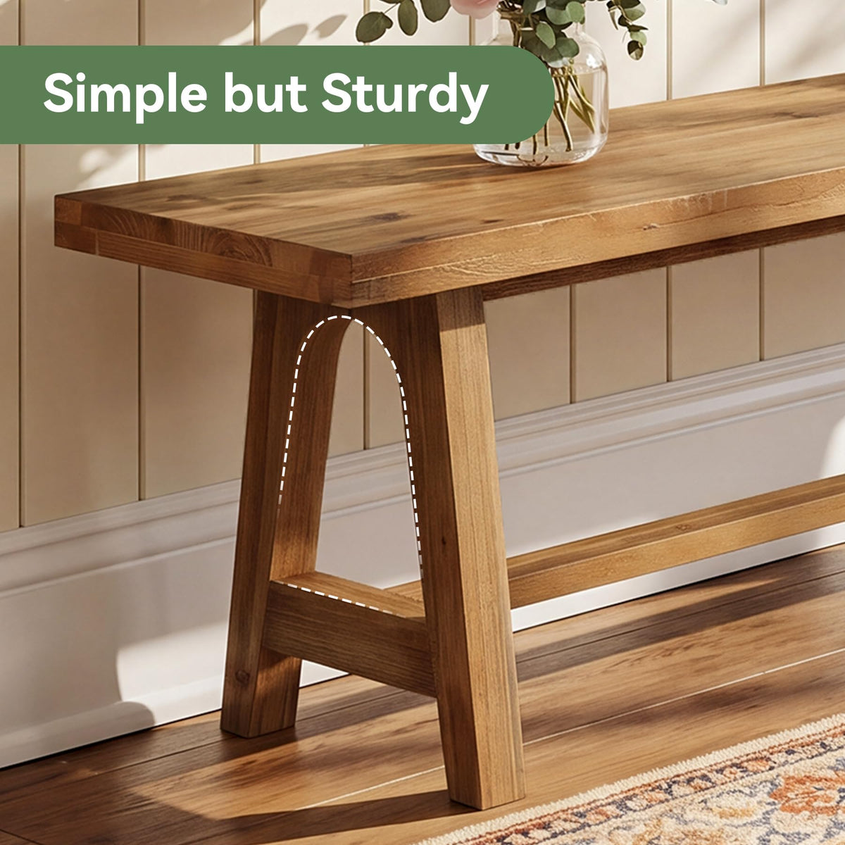 Rustic Solid Wood Entryway Bench