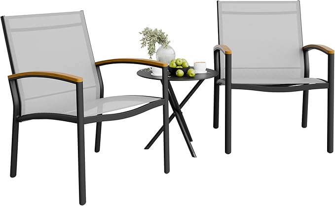 3-Piece Outdoor Bistro Set with Rocking Chairs & Tempered Glass Table