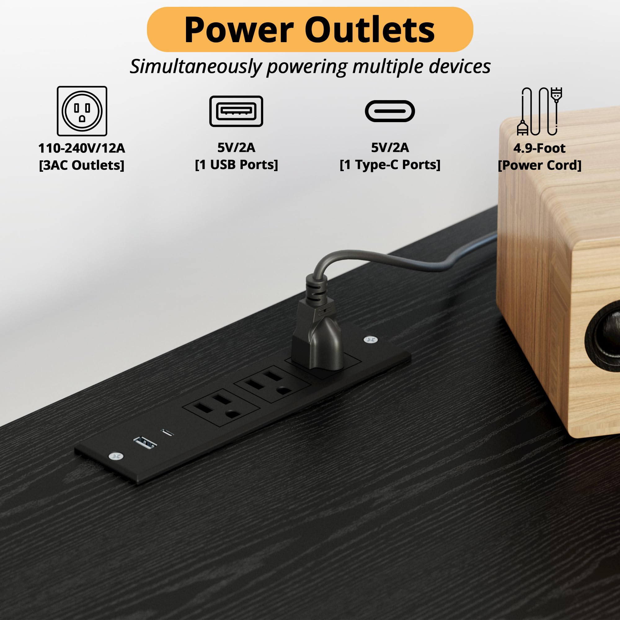 80" 2-in-1 TV Stand with LED Lights & Charging Station