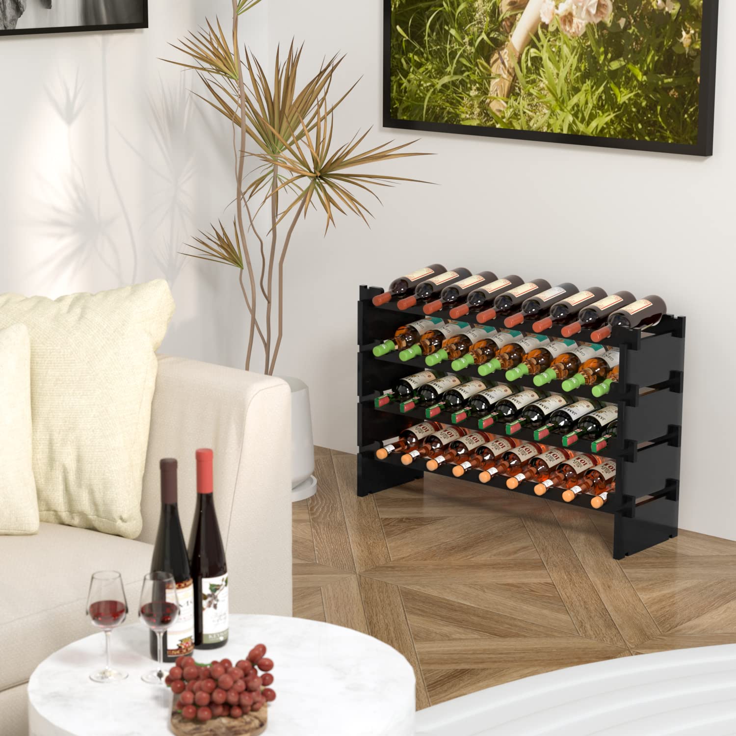 36-Bottle Bamboo Wine Rack
