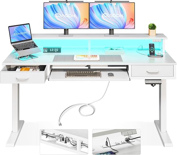 Electric Standing Desk with Drawers