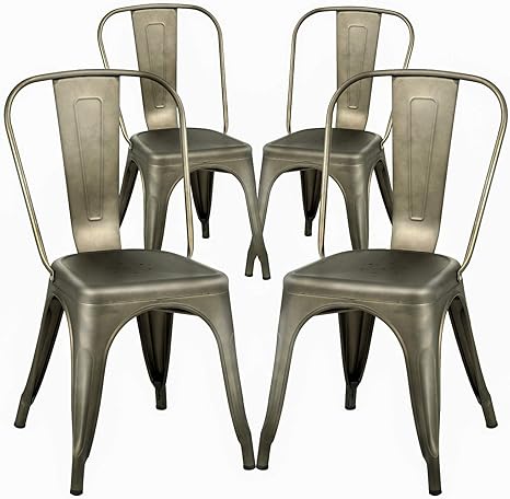 Metal Stackable Dining Chairs (Set of 4)
