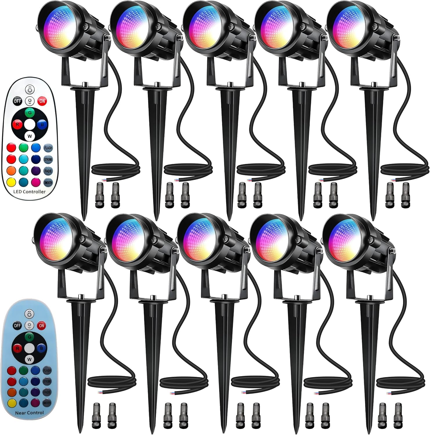 RGBW Outdoor Landscape Spotlights 10-Pack