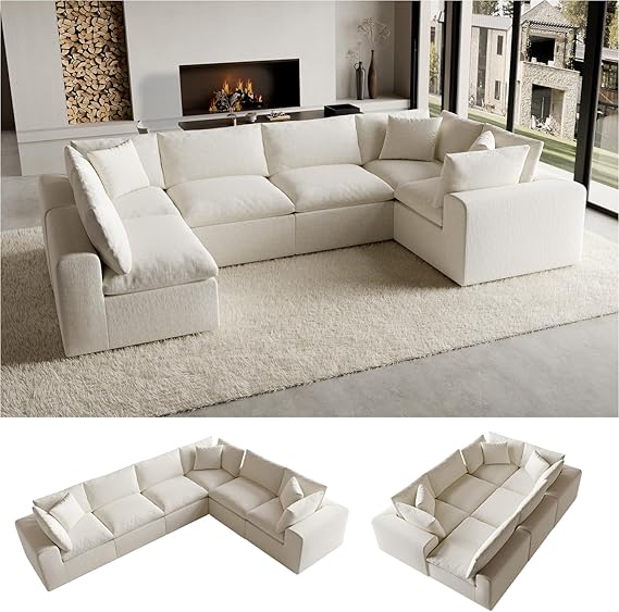 Modular L-Shaped Sectional Sofa with Deep Seat