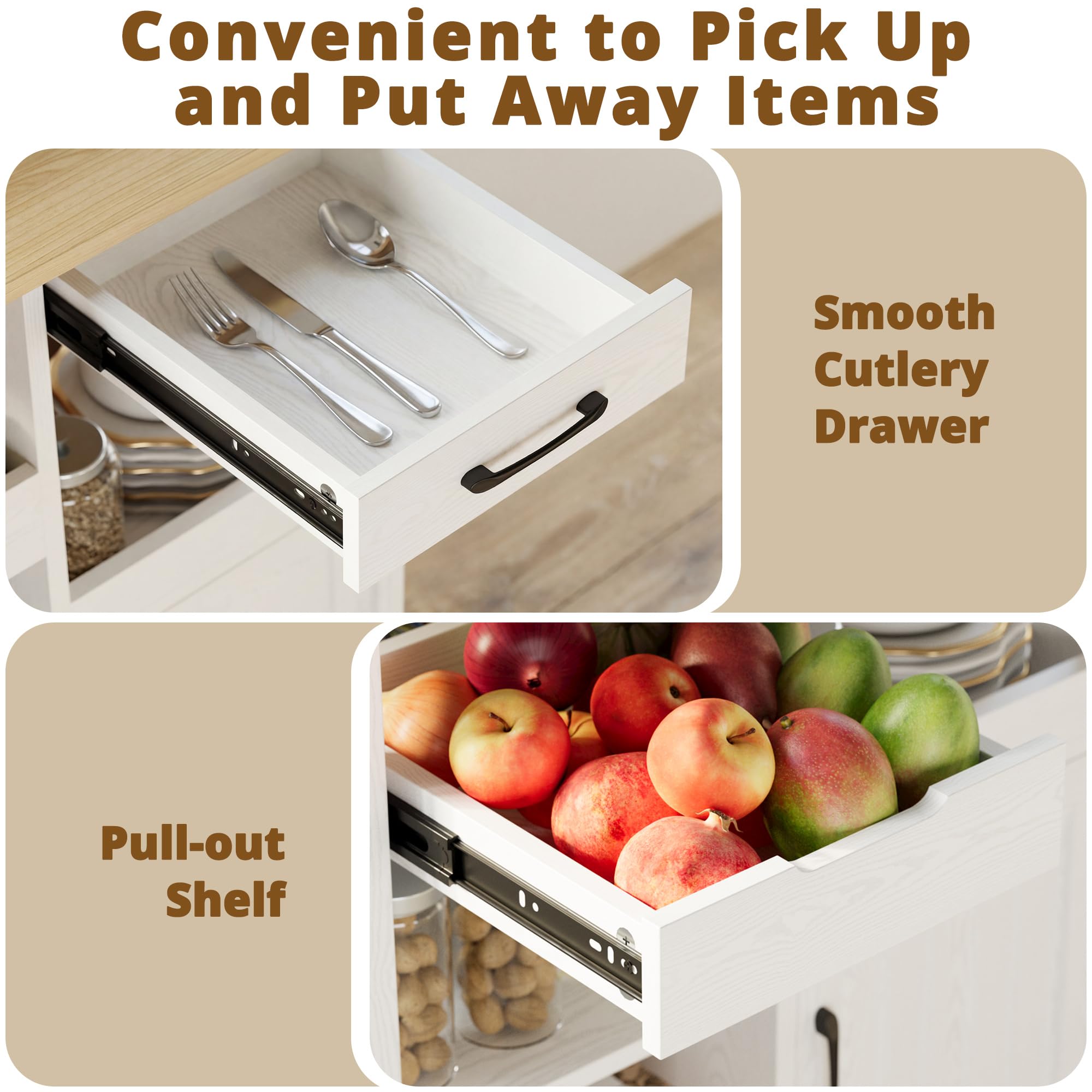 Rolling Kitchen Island with Storage