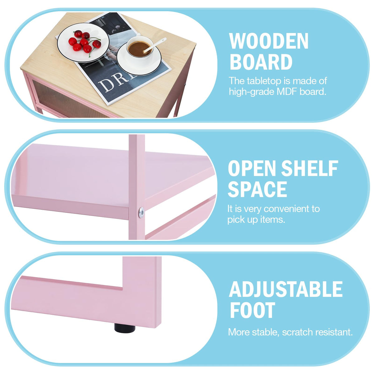 Pink Storage Nightstand