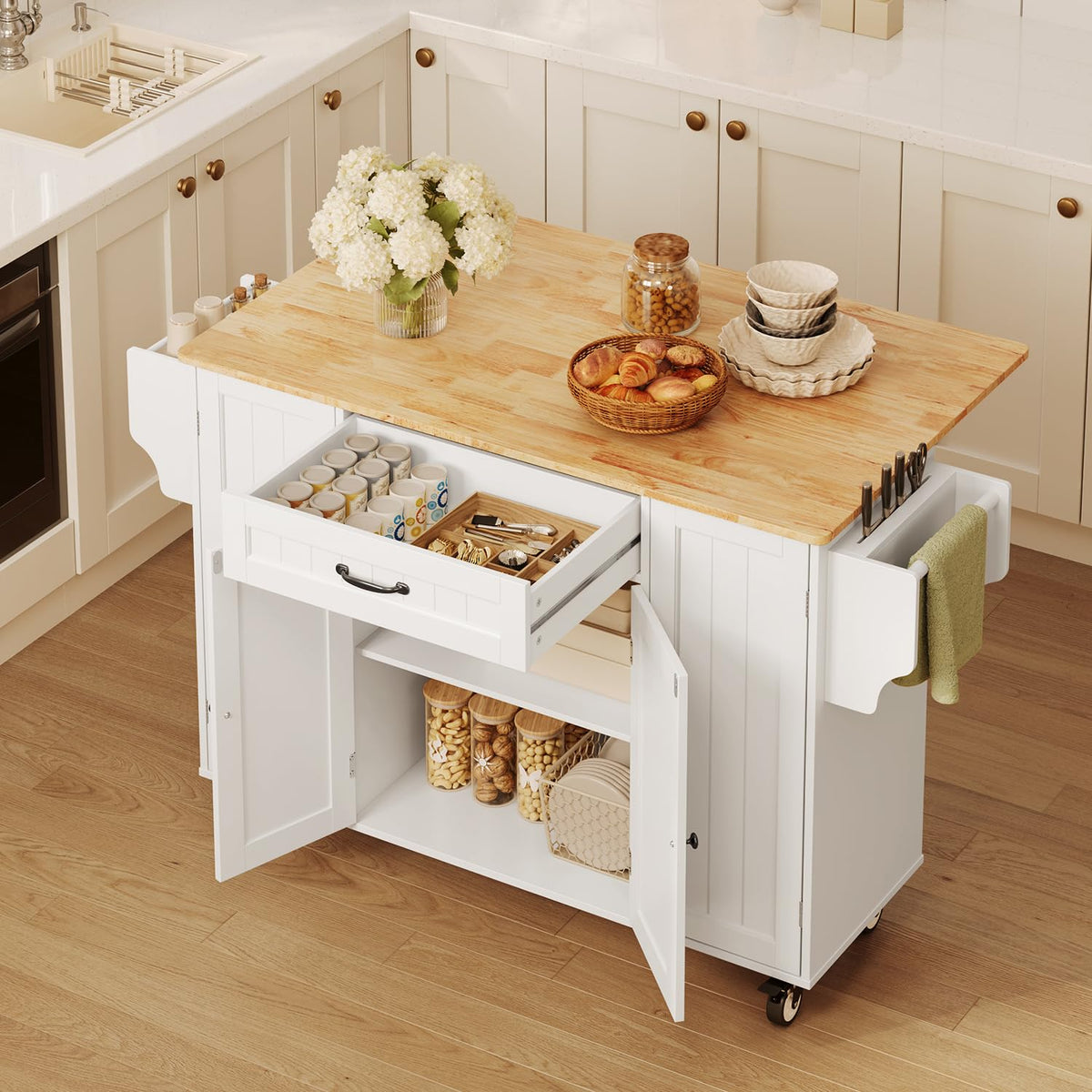 White Drop Leaf Kitchen Island