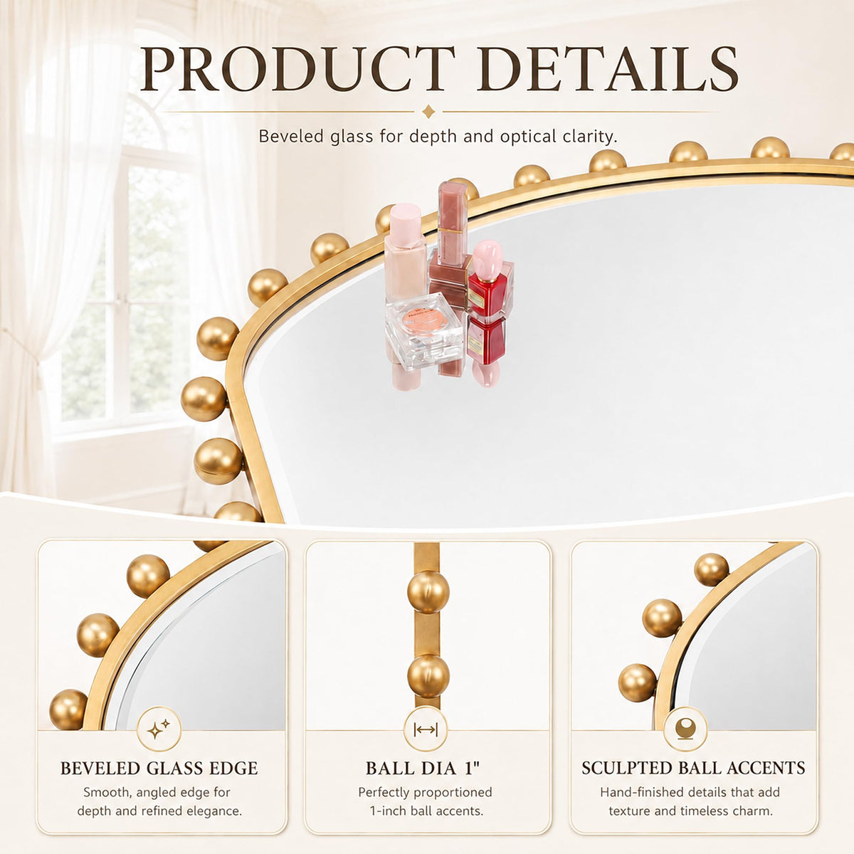 Antique Gold Wide Arch Wall Mirror
