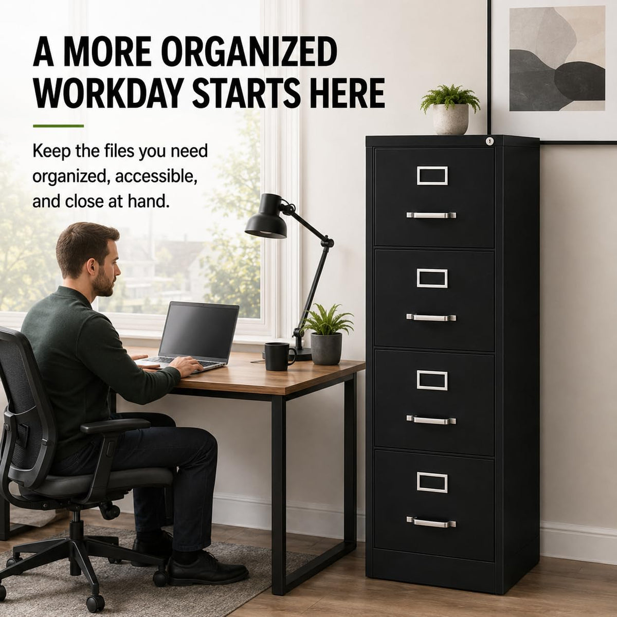 4-Drawer Locking Metal File Cabinet