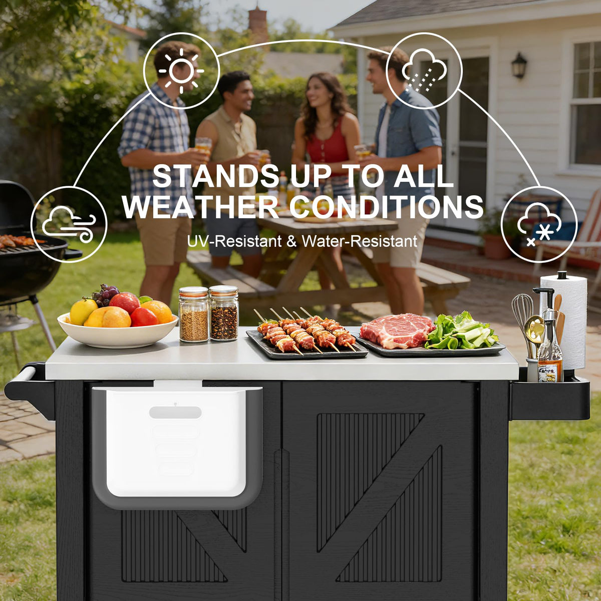 Outdoor Grill Cart with Stainless Steel Top