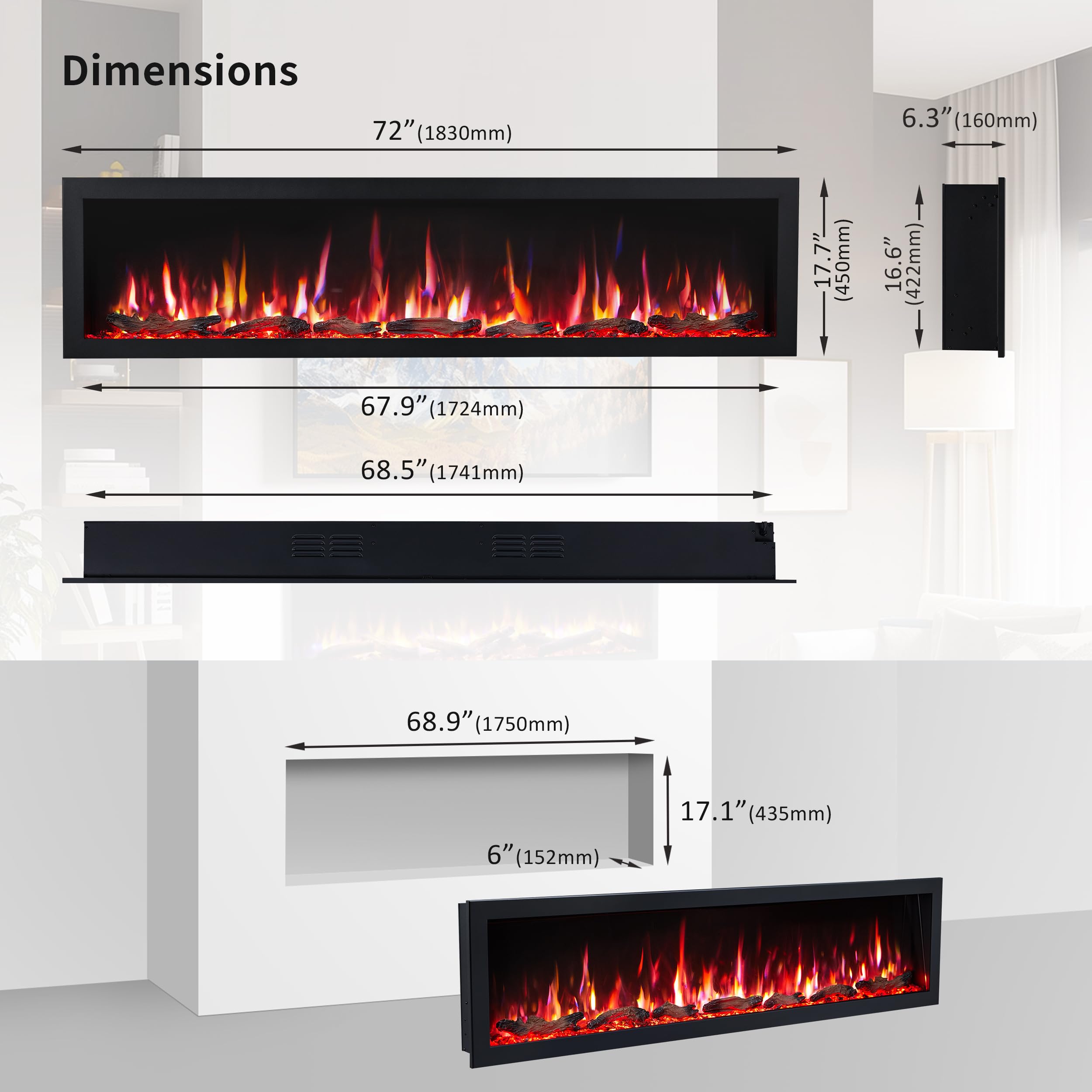 Smart Linear Electric Fireplace