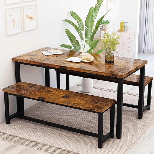 Dining Table Set with 2 Benches