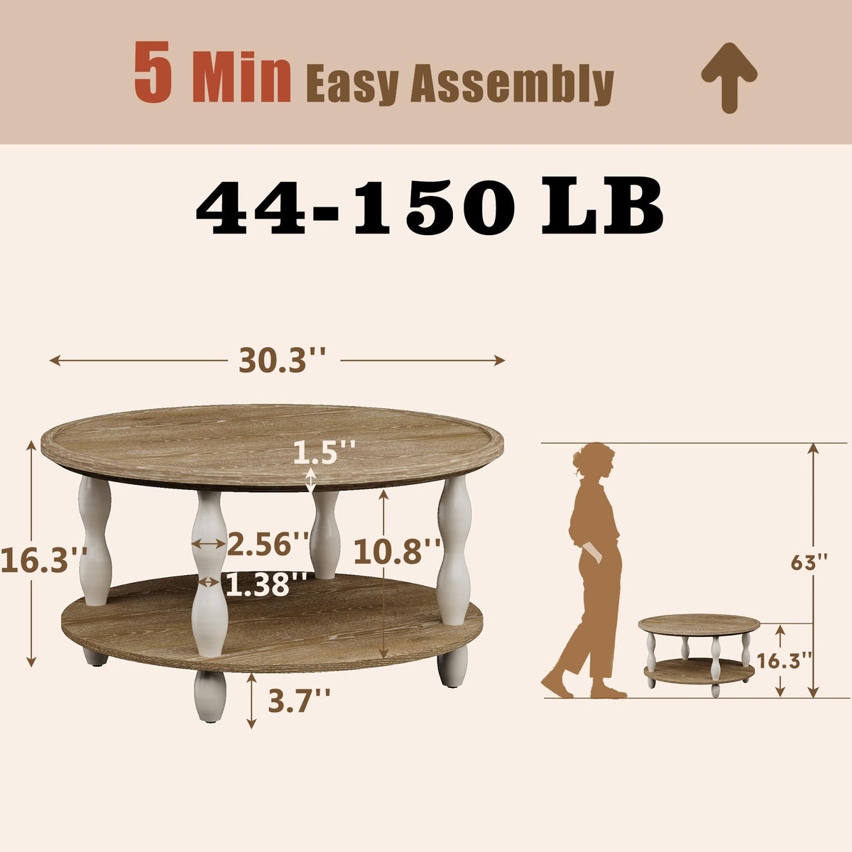 Round Farmhouse Coffee Table