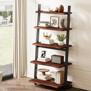 Solid Wood Ladder Bookshelf with Live Edge