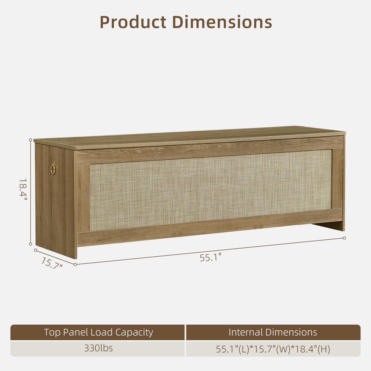 ZenFang 55.1" Storage Chest Extra Large,Rattan Storage Bench(Cherry Brown)