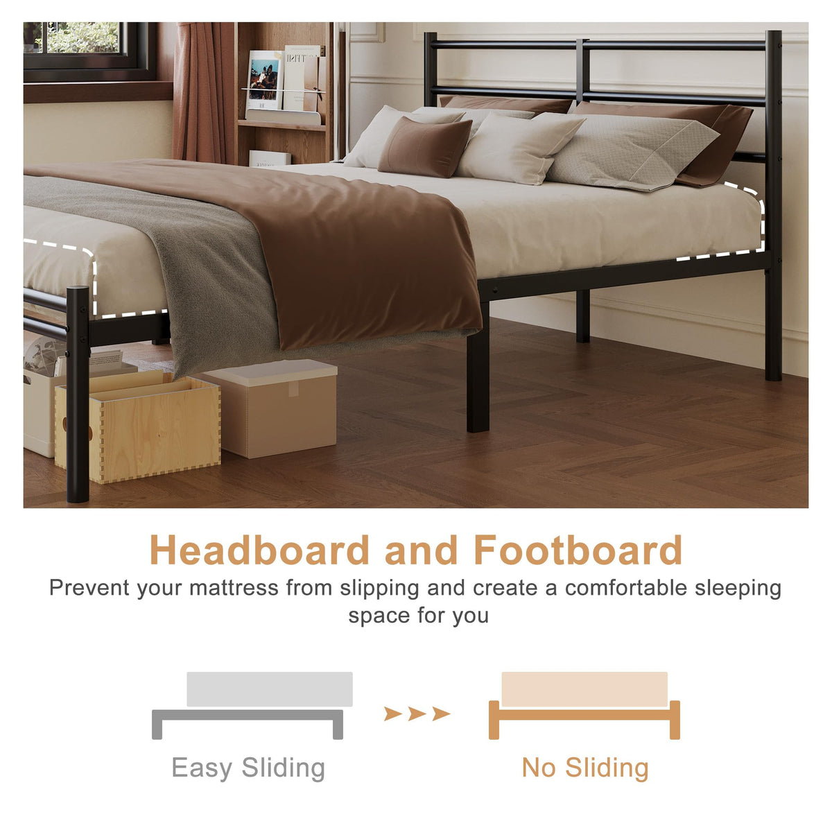 Yicensen Full Size Bed Frame with Headboard and Footboard
