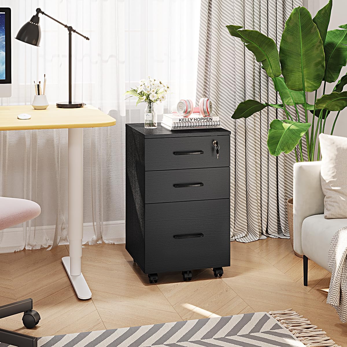 3-Drawer Mobile File Cabinet with Wheels