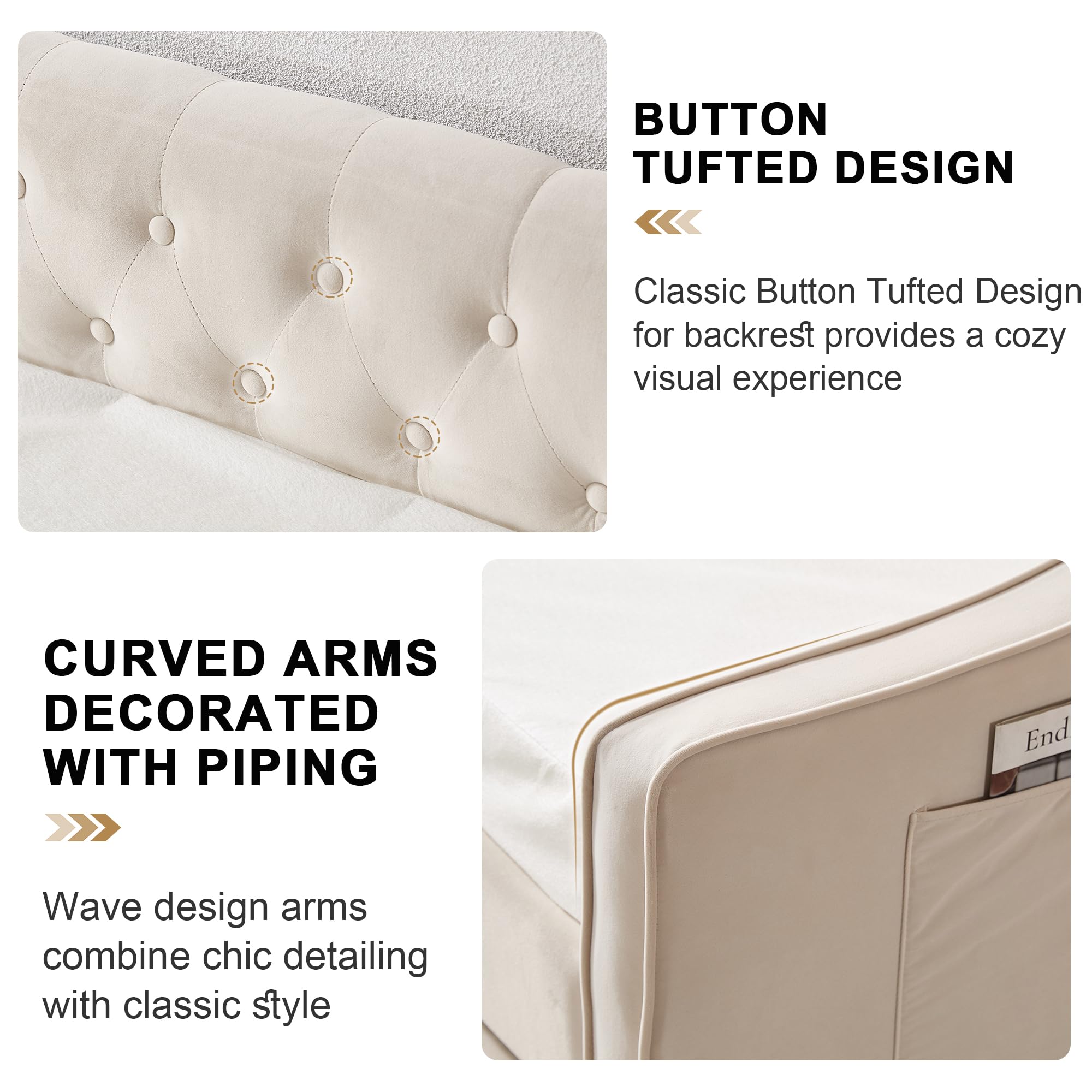 Velvet Daybed with Pop-Up Trundle & USB Ports – Twin