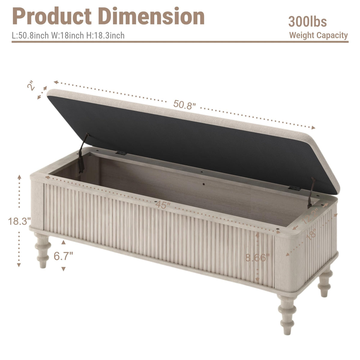 Solid Wood Upholstered Storage Bench