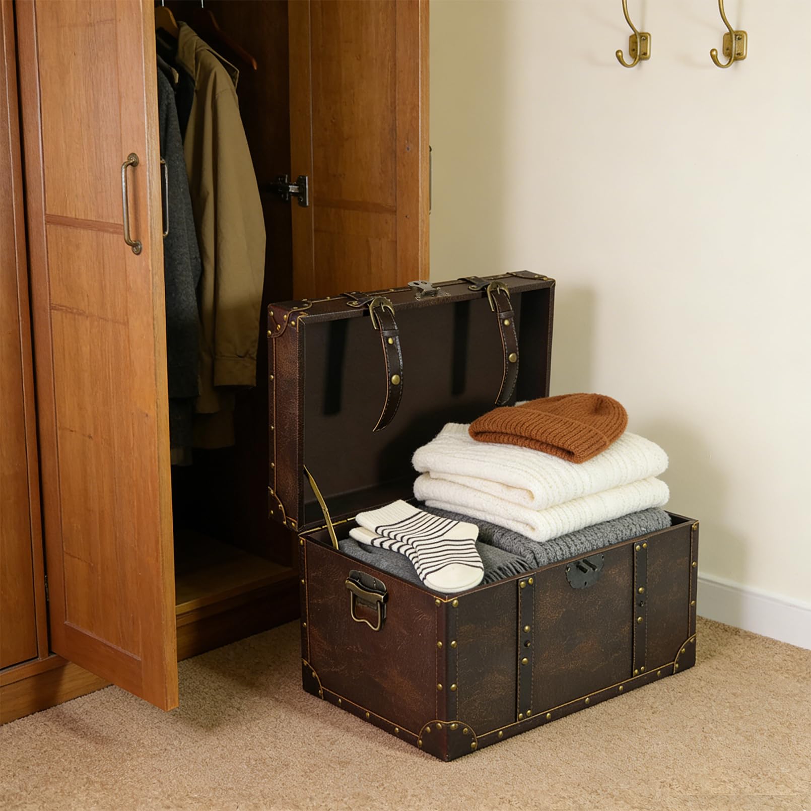 Vintage Wooden Storage Chest Set of 2