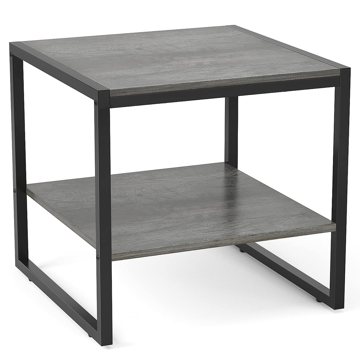 Homieasy End Table, 20 Inch Square Side Table, Mini Fridge Stand, Black Oak