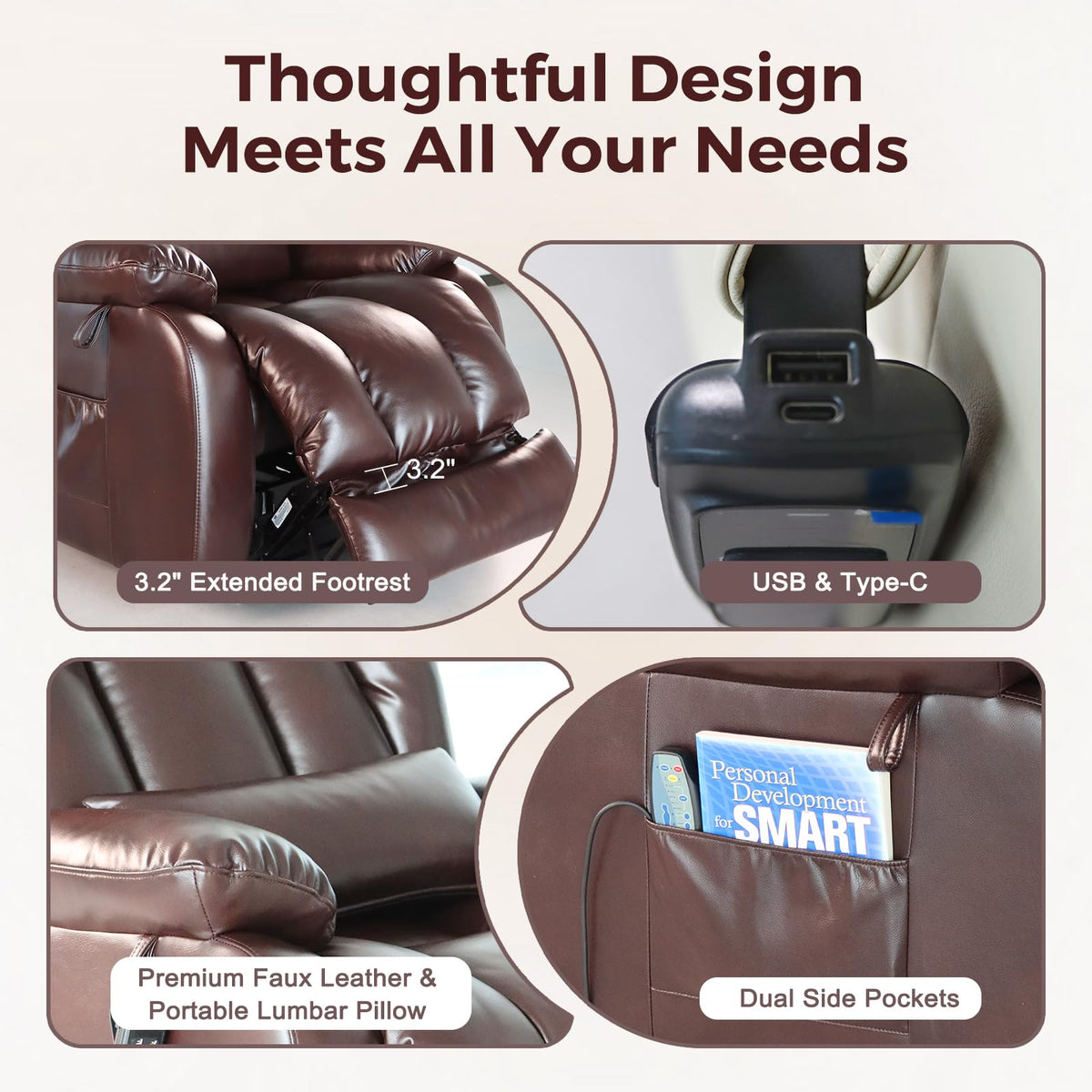 Oversized Massage Lift Recliner with Heat