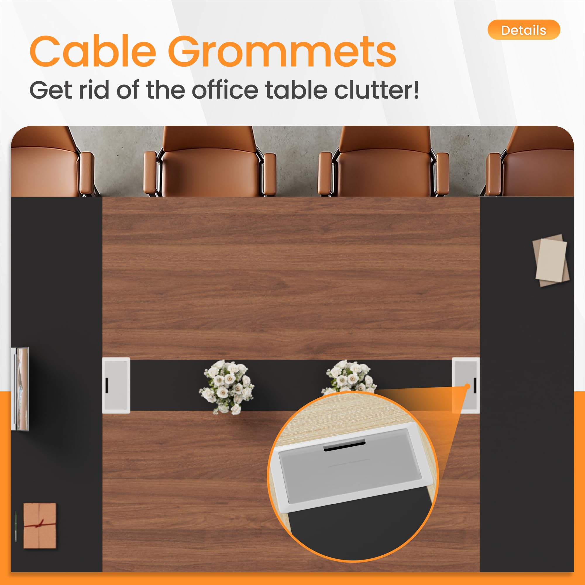 8FT Conference Table with Cable Grommets