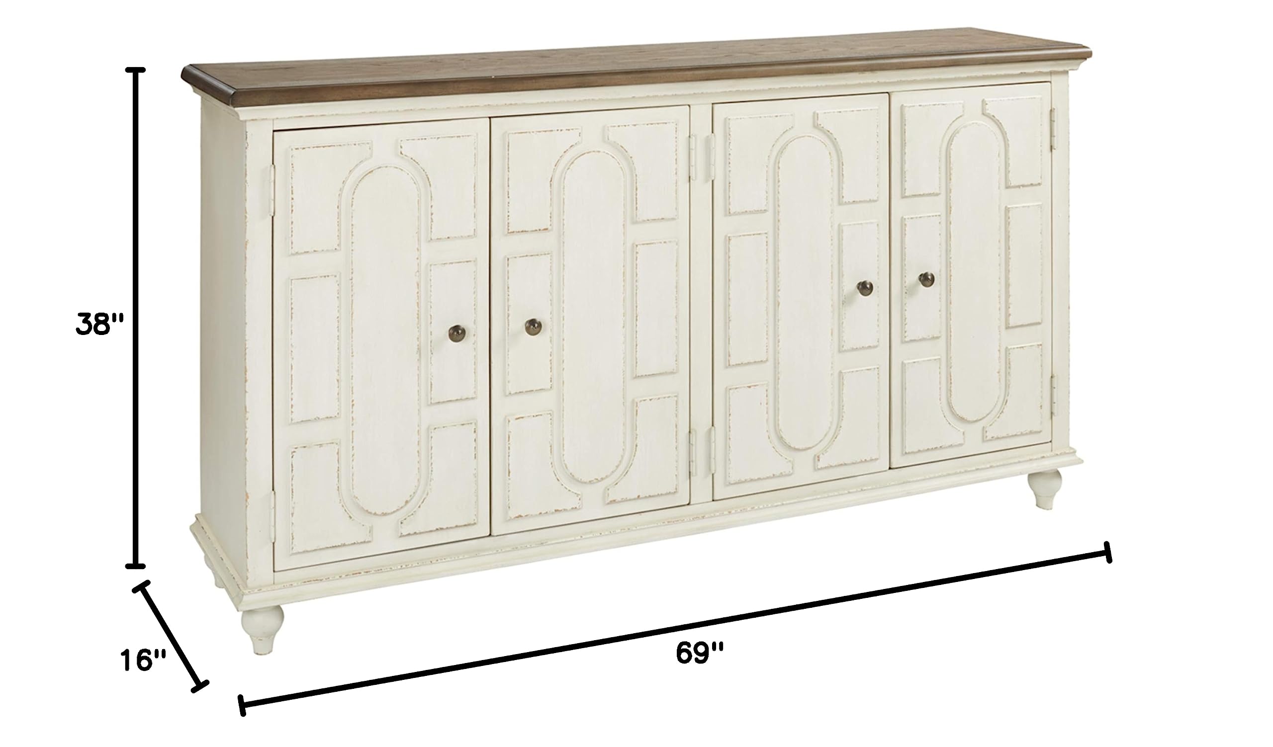 4-Door Accent Cabinet with Adjustable Shelves