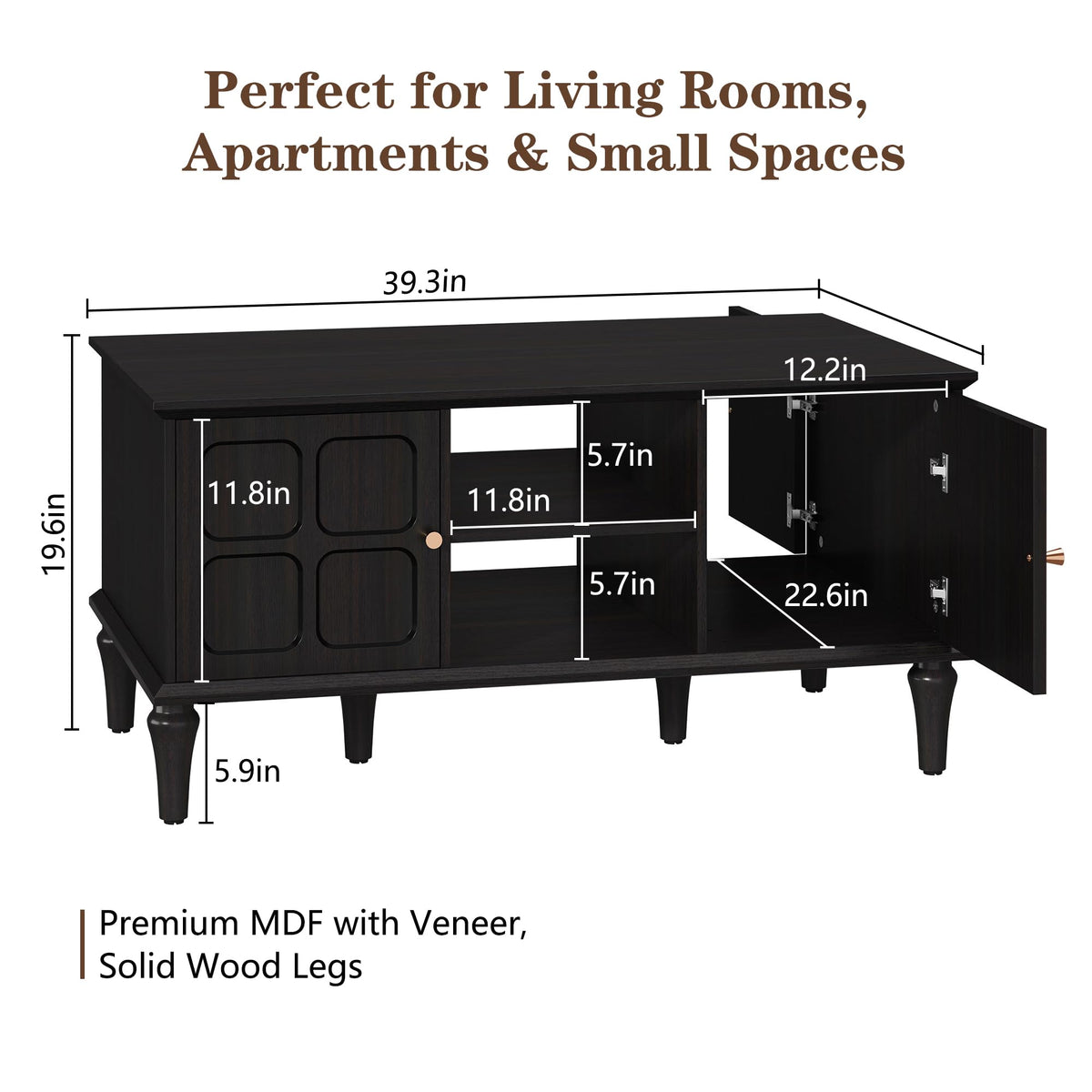 Black Mid-Century Storage Coffee Table
