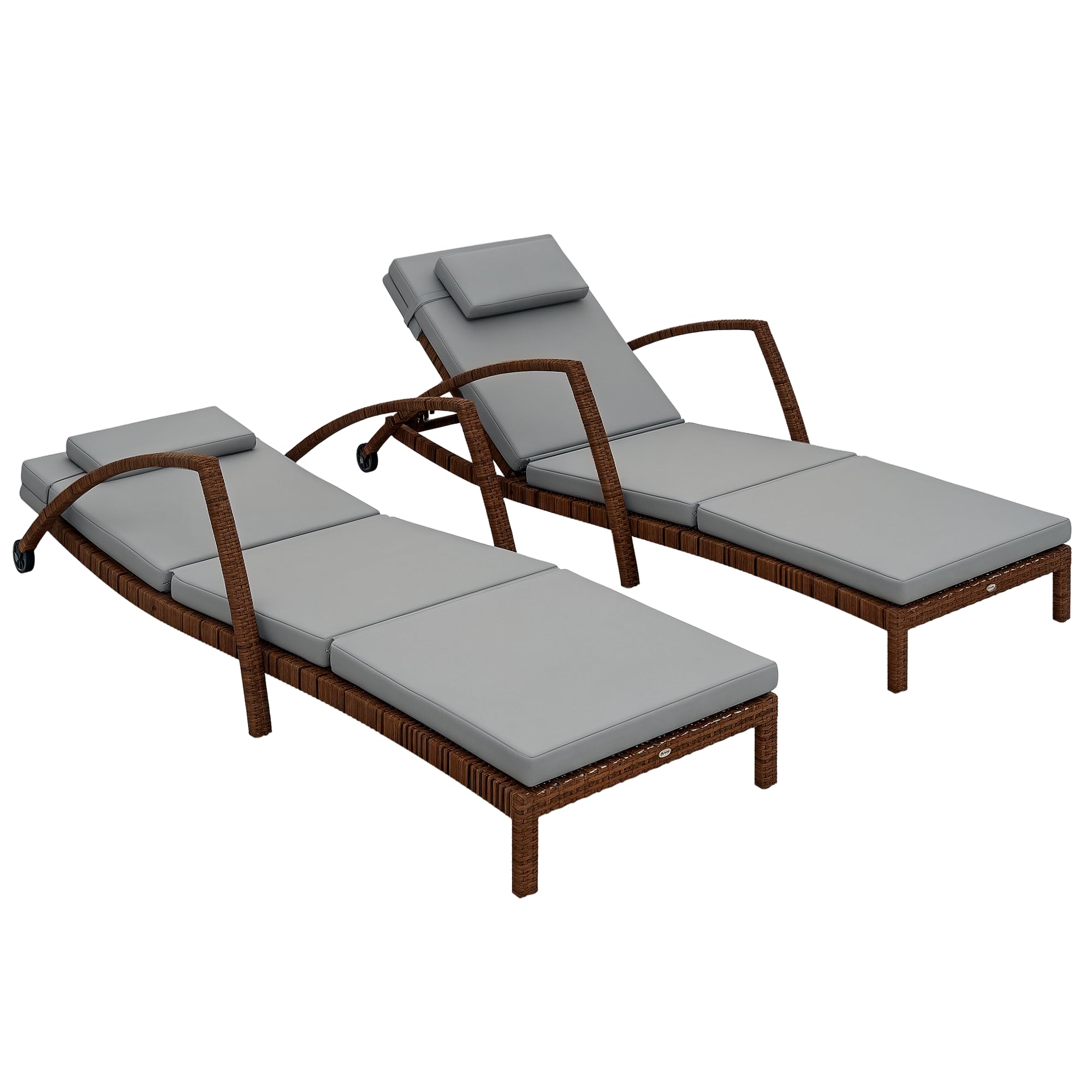 Outdoor Reclining Chaise Lounge Chair Set of 2