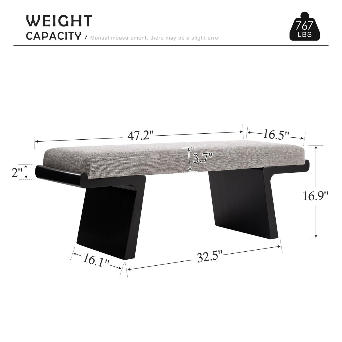 Linen Upholstered Wood Bench