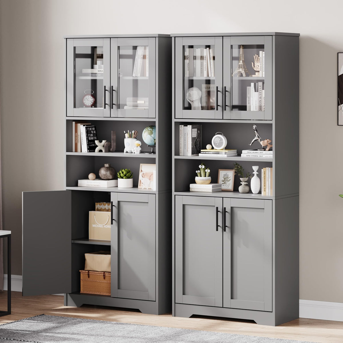 Tall Storage Cabinet with Adjustable Shelves