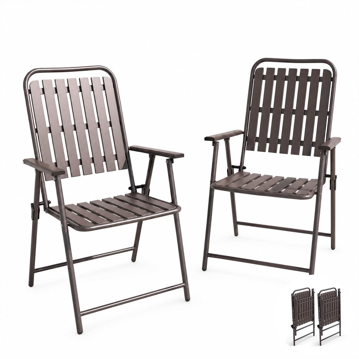 Folding Patio Chairs, Set of 2