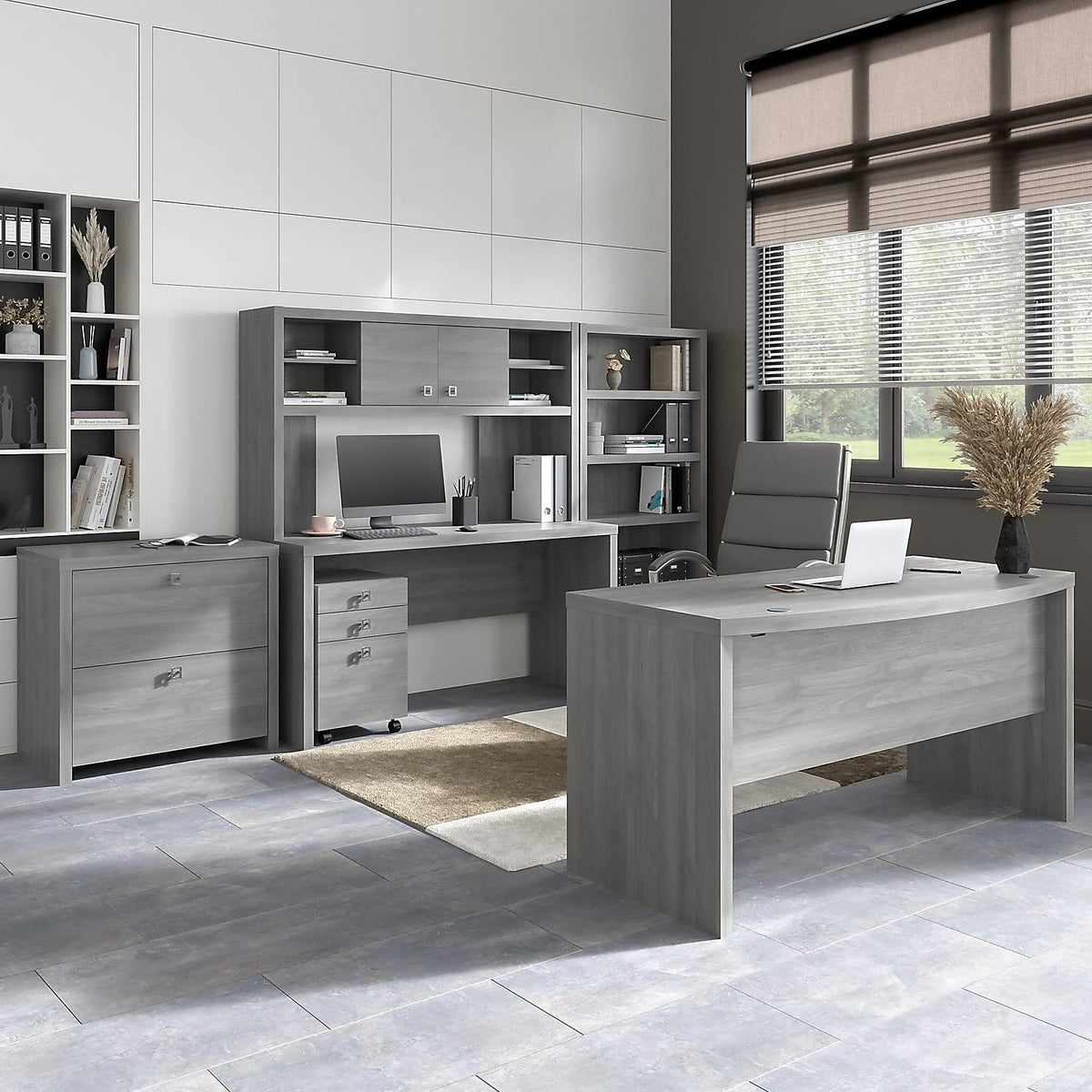 Modern Gray Credenza Desk