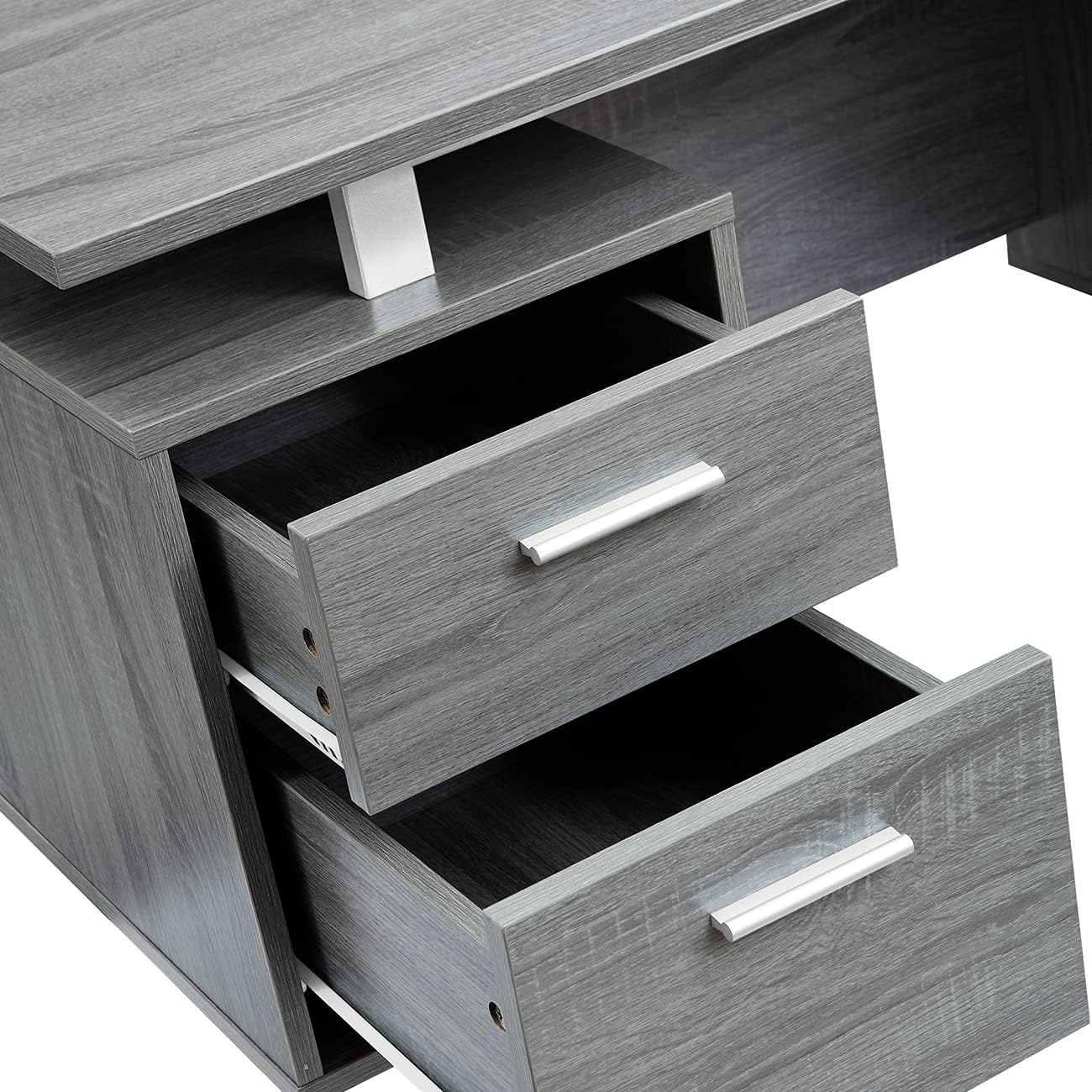 Modern Office Desk with Storage Drawers & File Cabinet