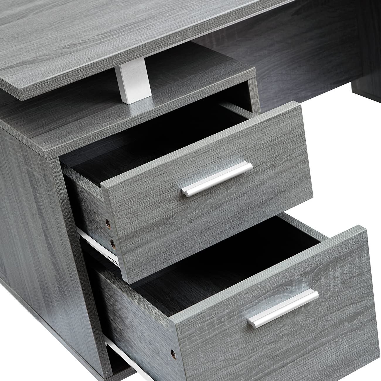 Modern Office Desk with Storage Drawers & File Cabinet