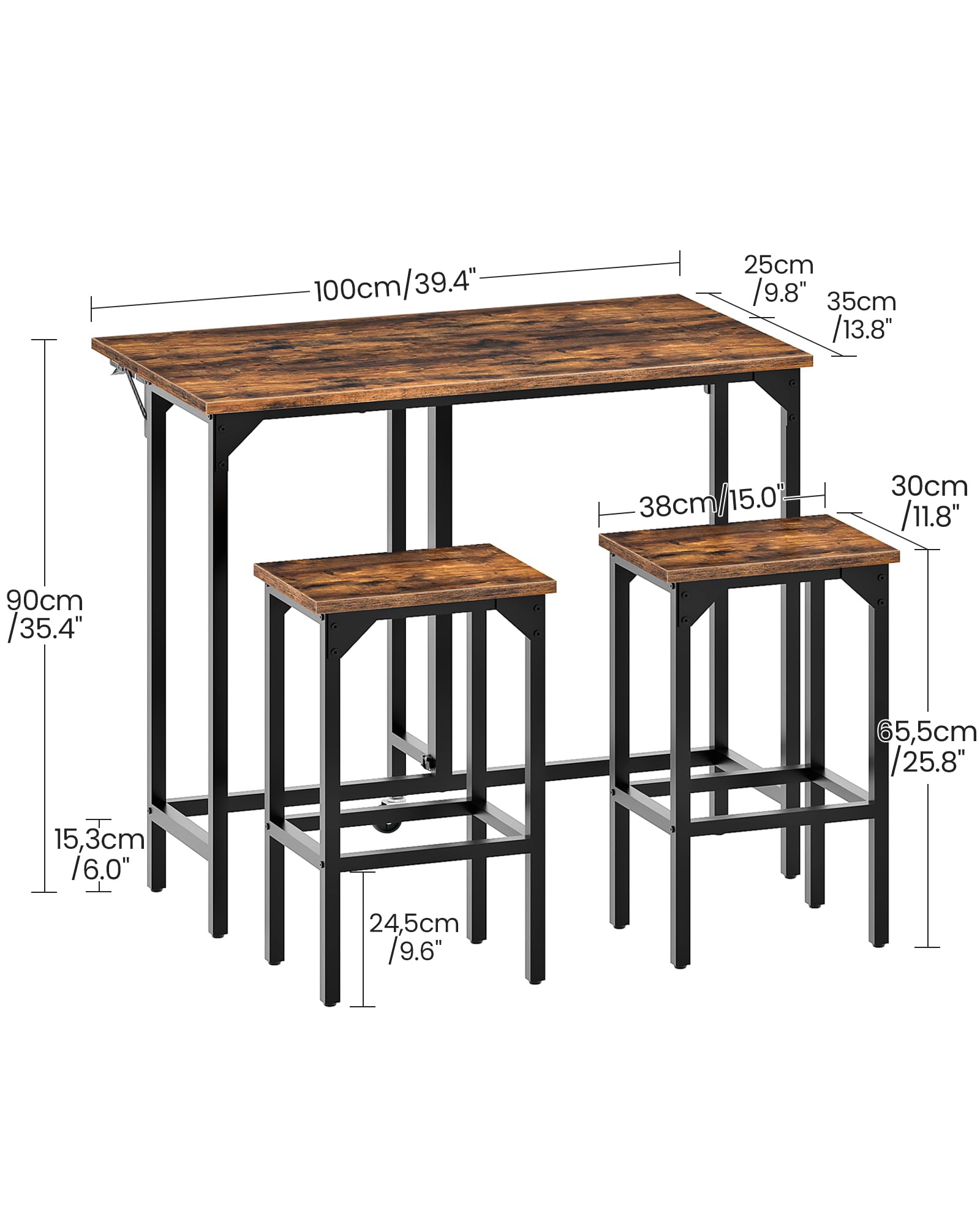 Folding Bar Table & 2-Stool Set