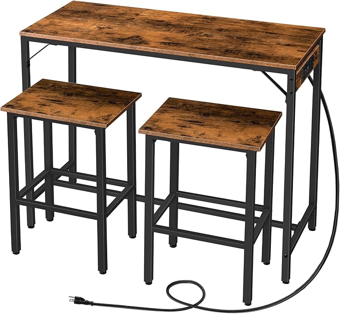 3-Piece Bar Height Table Set with Power Outlet