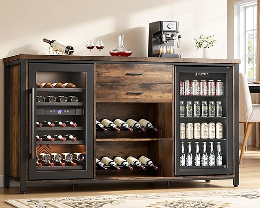 Large Coffee Bar Cabinet with 2 Fridge Spaces