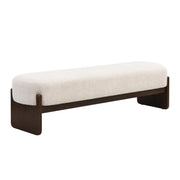 Rectangular Loop Yarn Ottoman Bench with Rubberwood Frame
