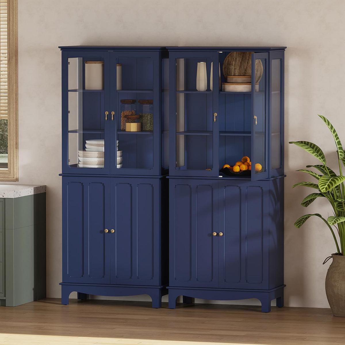 Blue Glass-Door China Cabinet