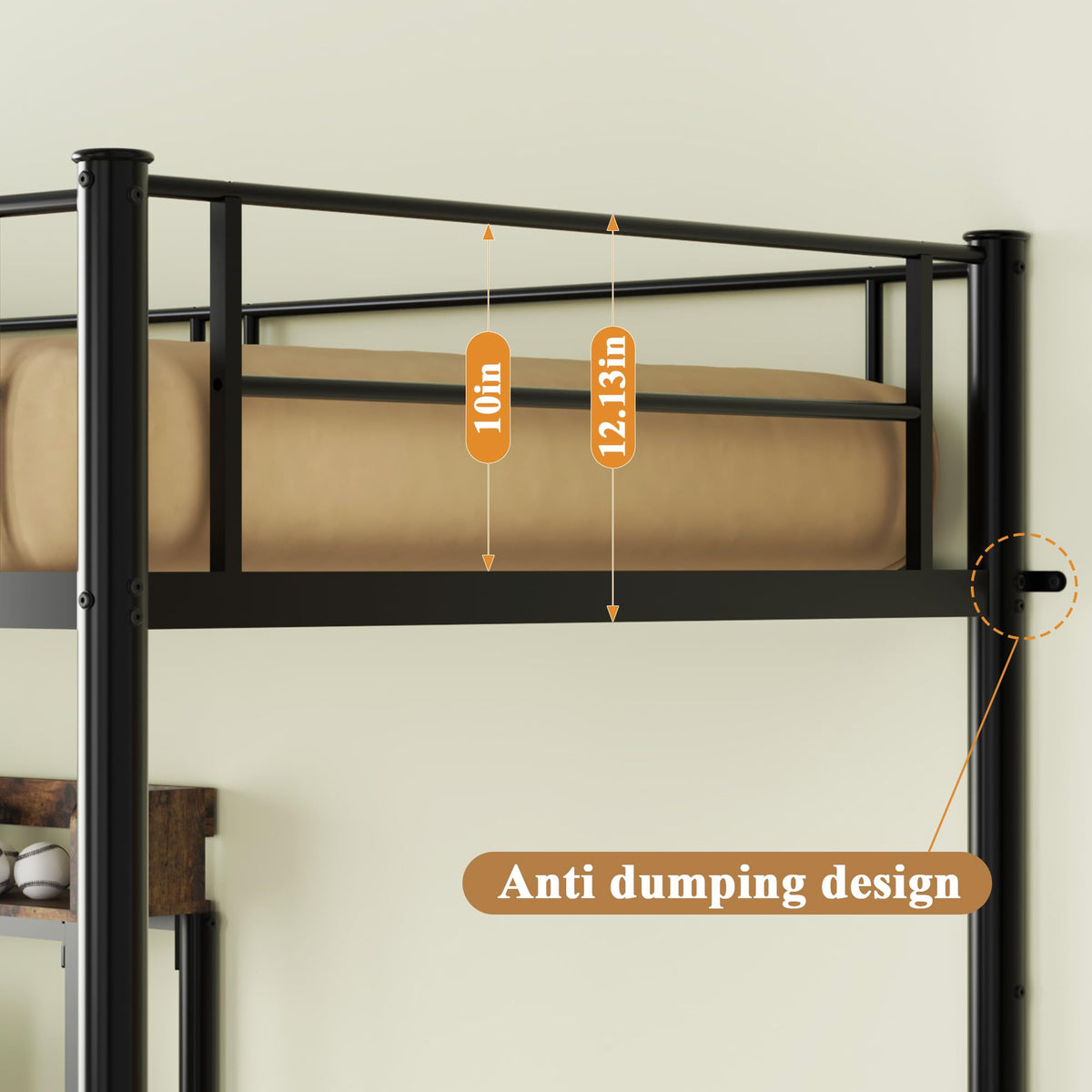 Metal Bunk Bed with Desk
