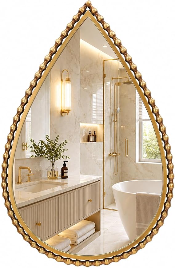 Antique Gold Beaded Round Mirror