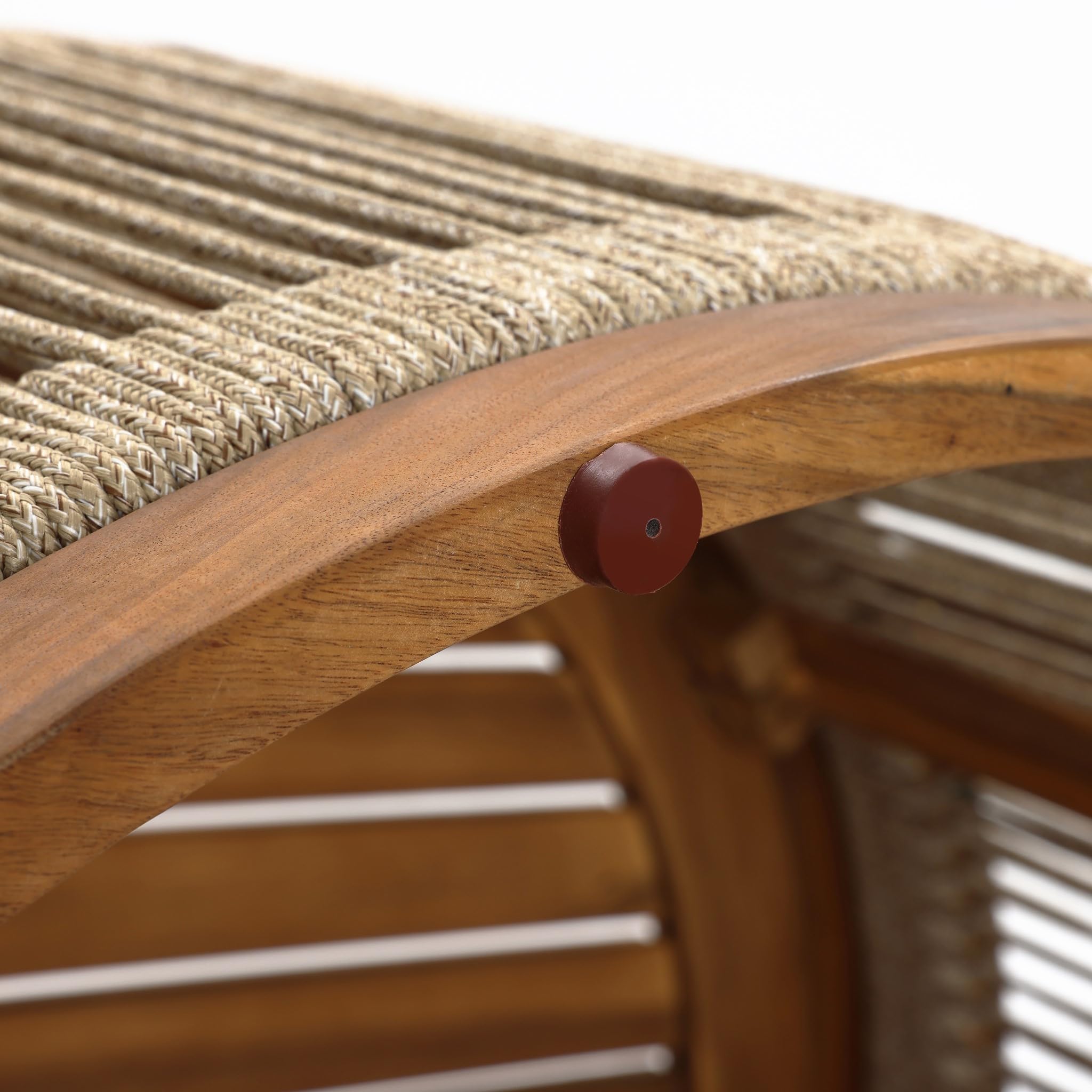 Round Acacia Wood & Rope Outdoor Coffee Table