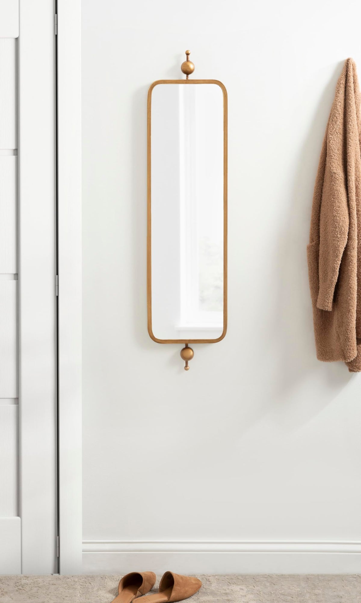 Antique Gold Slim Panel Wall Mirror