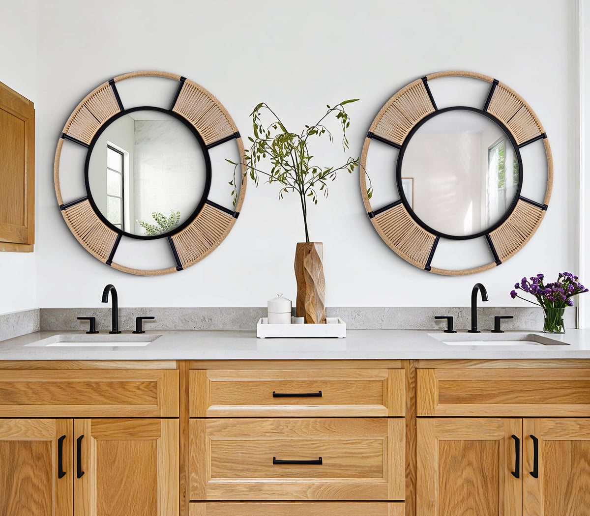 Jute Rope Round Wall Mirror
