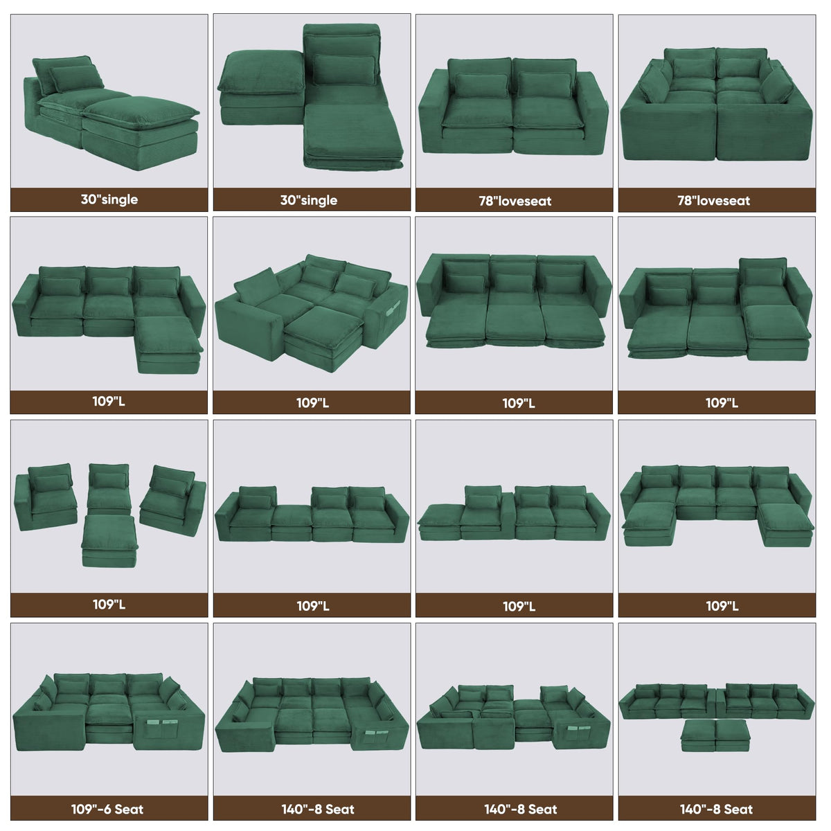 Green Corduroy Sleeper Loveseat