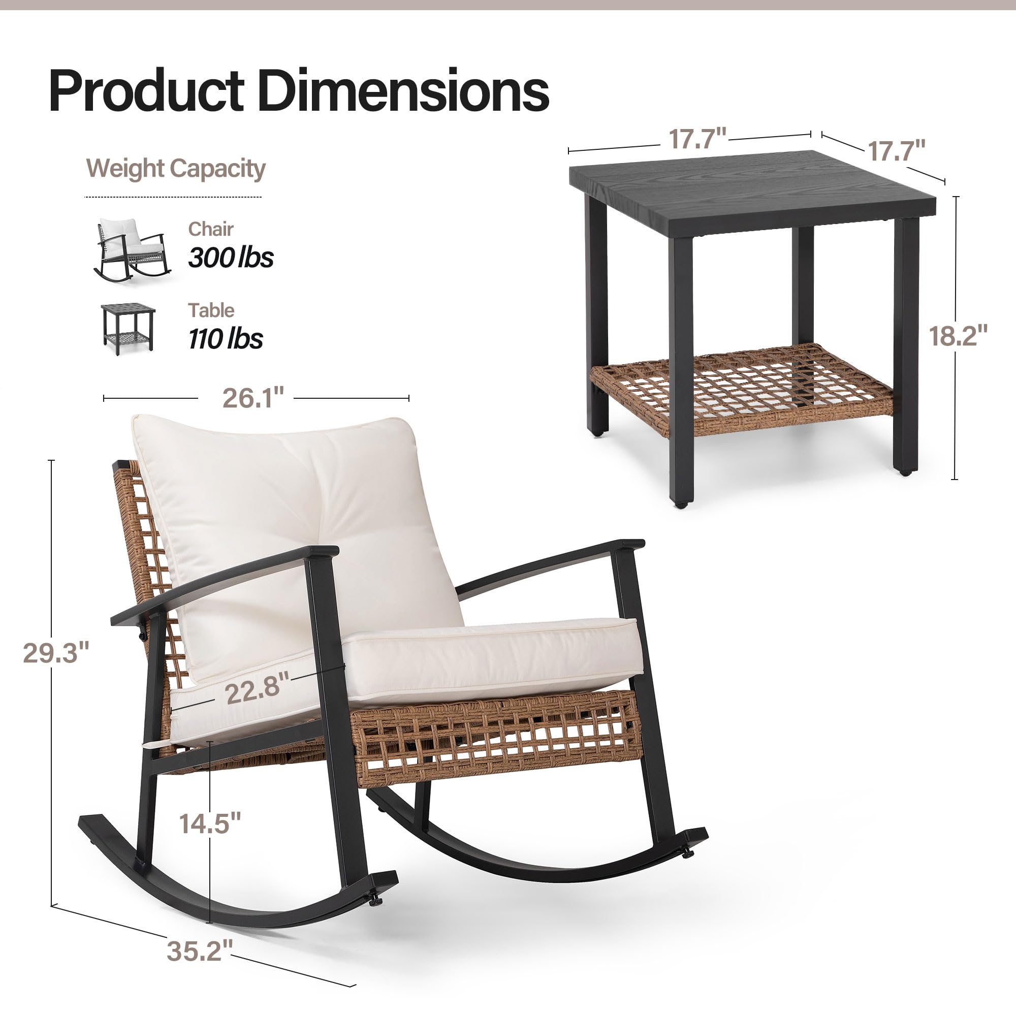 3-Piece Outdoor Rocking Bistro Set