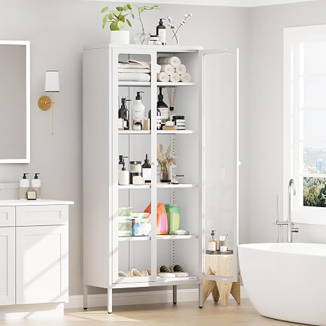 5-Tier Glass Display Cabinet with Metal Frame